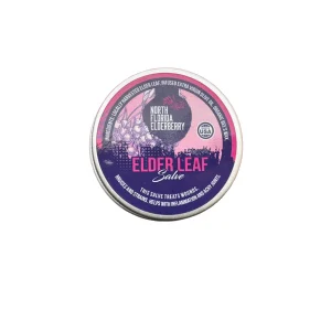 NEF Product image; Elderberry Leaf Salve; top of ocntainer