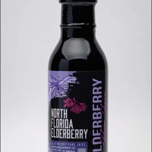 NEF Product image; Elderberry Pure Juice; front of bottle